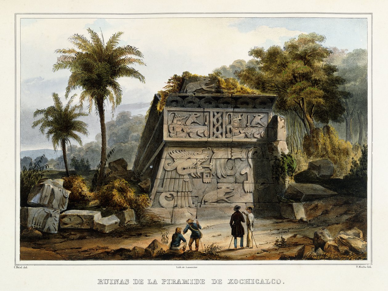 Xochicalcon pyramidin rauniot, 1839? tekijältä Federico Mialhe