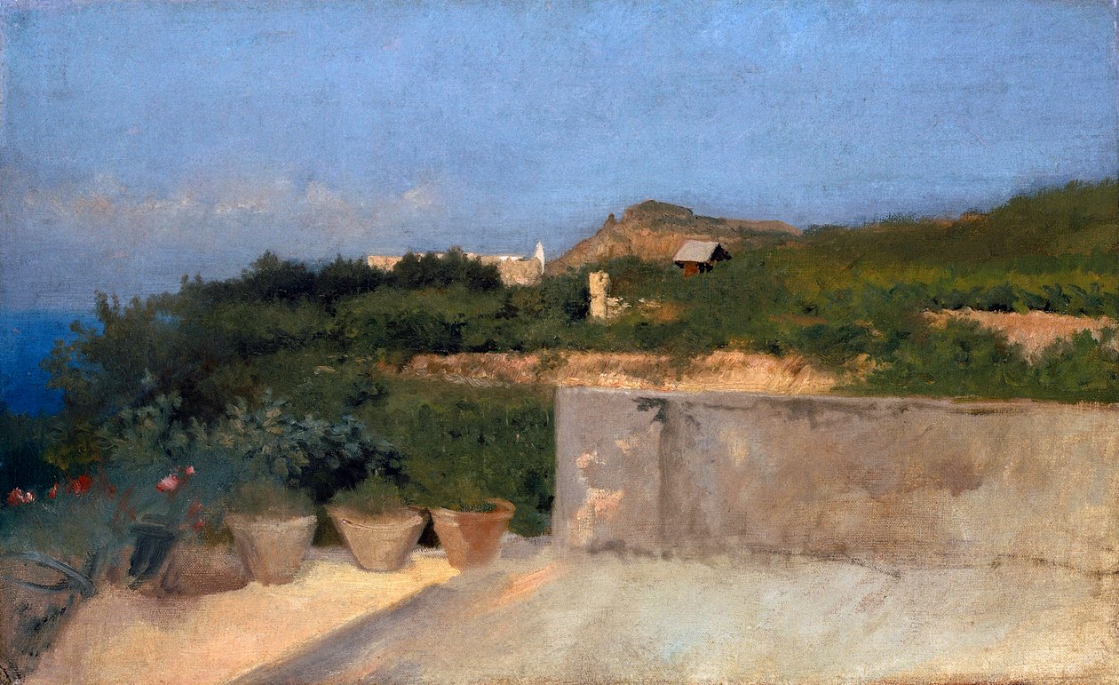 Terrace in Resina, Federico Rossano (1835-1912), öljy kankaalle, 33x53 cm tekijältä Federico Rossano