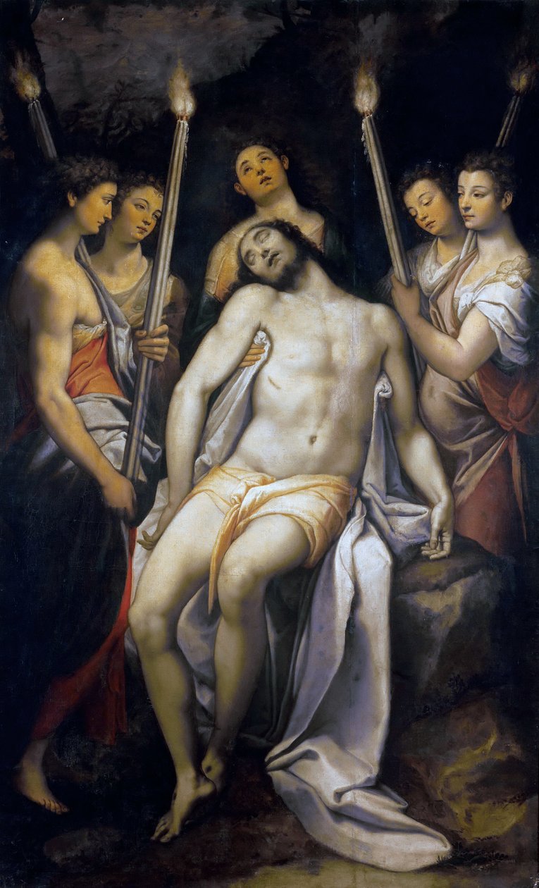 Kuollut Kristus enkelien tukemana, 1566-1568. tekijältä Federico Zuccari