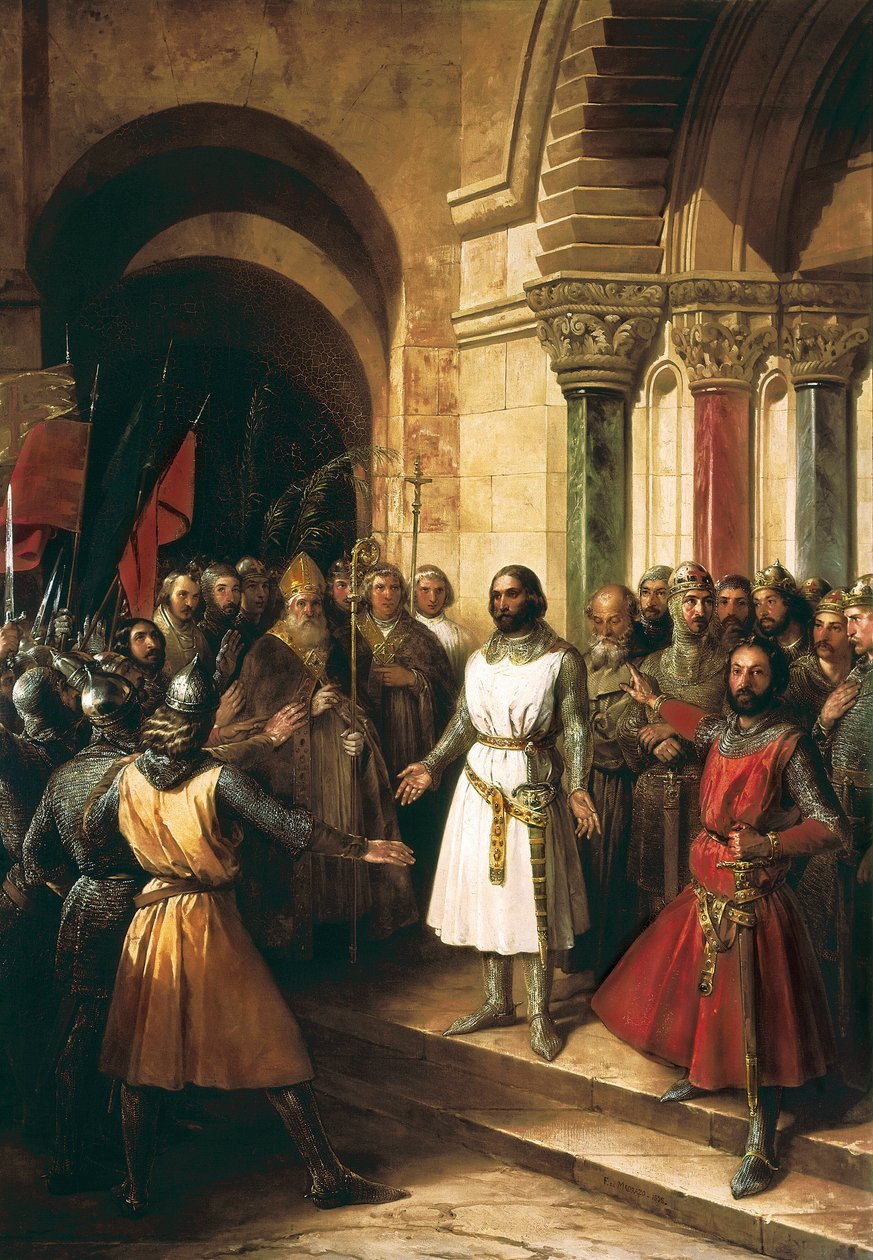 Godefroy de Bouillon valittiin Jerusalemin kuninkaaksi 23. heinäkuuta 1099 - 1839 tekijältä Federico de Madrazo y Kuntz