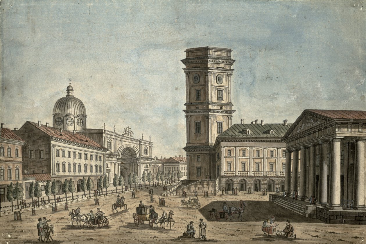 Näkymä Nevski Prospektille, Pietari, 1810 tekijältä Fedor Aleksandrovich Vasiliev