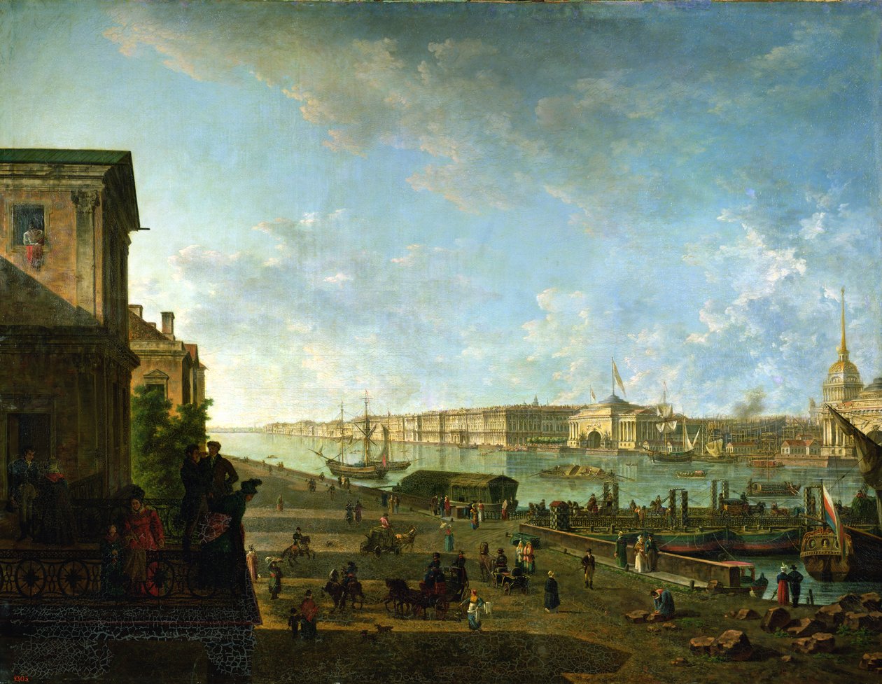 Admiraliteetti ja talvipalatsi sotilasopistosta katsottuna, 1794 tekijältä Fedor Yakovlevich Alekseev