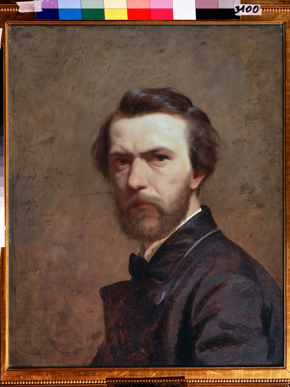 "Autoportrait" maalaus Feodor Andreevich Bronnikov (1827-1902) 1860-1870 Savu. 61x48 km Moskovan valtion Tretjakov-galleria tekijältä Fedor Andreevich Bronnikov