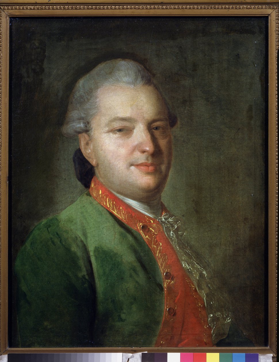 Runoilija Vasily Maikovin (1728-1778) muotokuva. Fjodor (Fjodor tai Fiodor) Stepanovitš Rokotovin (1735-1808) maalaus, öljy kankaalle, loppu 1760. 1700-luvun venäläistä taidetta. Valtion Tretjakovin galleria, Moskova. tekijältä Fedor Stepanovich Rokotov