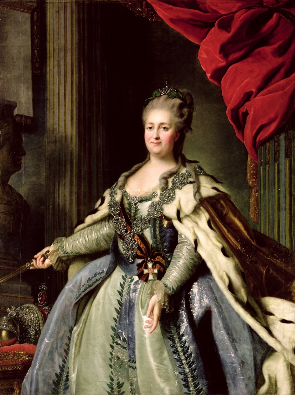 Katariina II:n (1729-1796) muotokuva n. 1770 (öljy kankaalle) tekijältä Fedor Stepanovich Rokotov