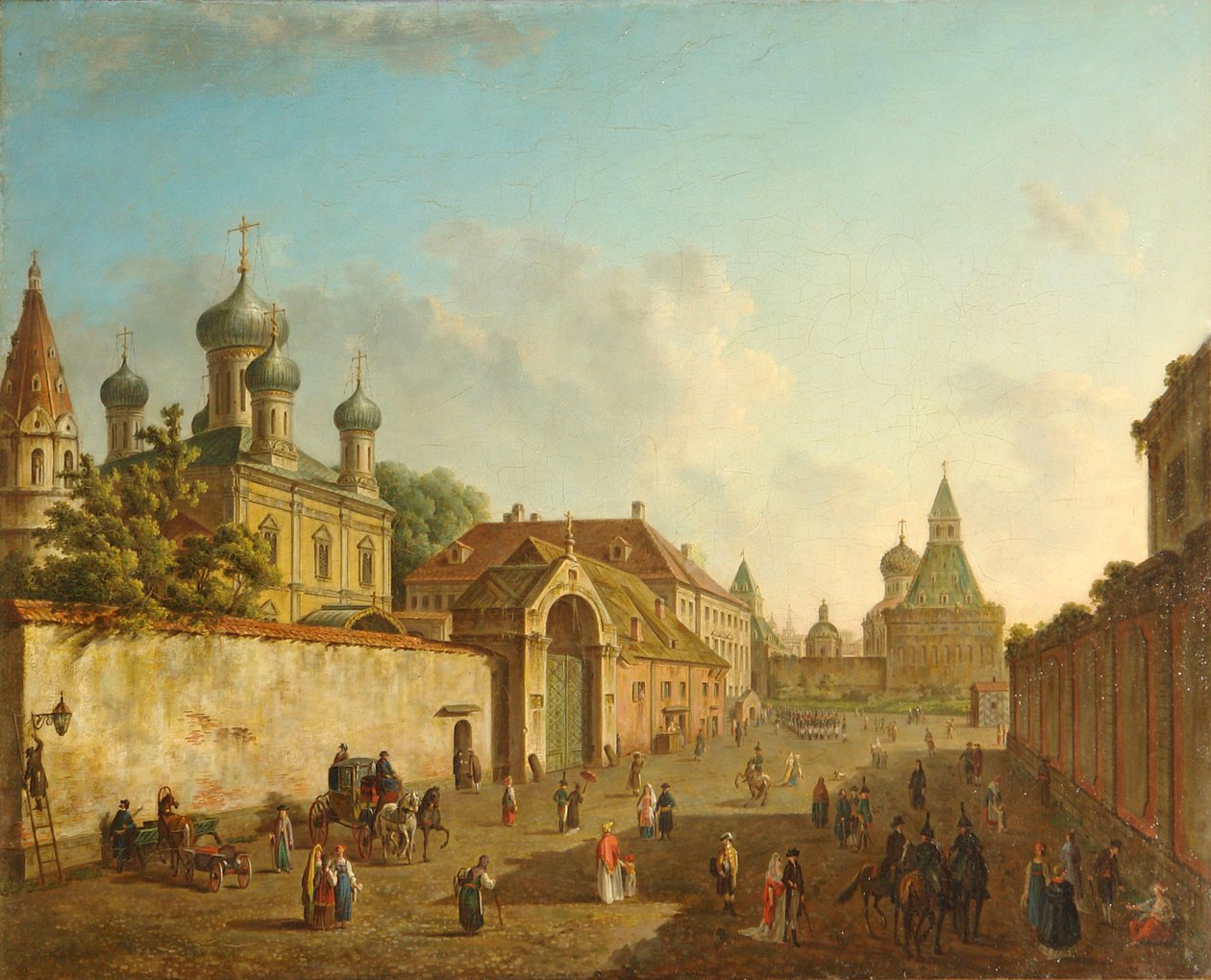 Näkymä Lubjanka-aukiolta Vladimirin portille Moskovassa, 1800-luku tekijältä Fedor Yakovlevich Alekseev
