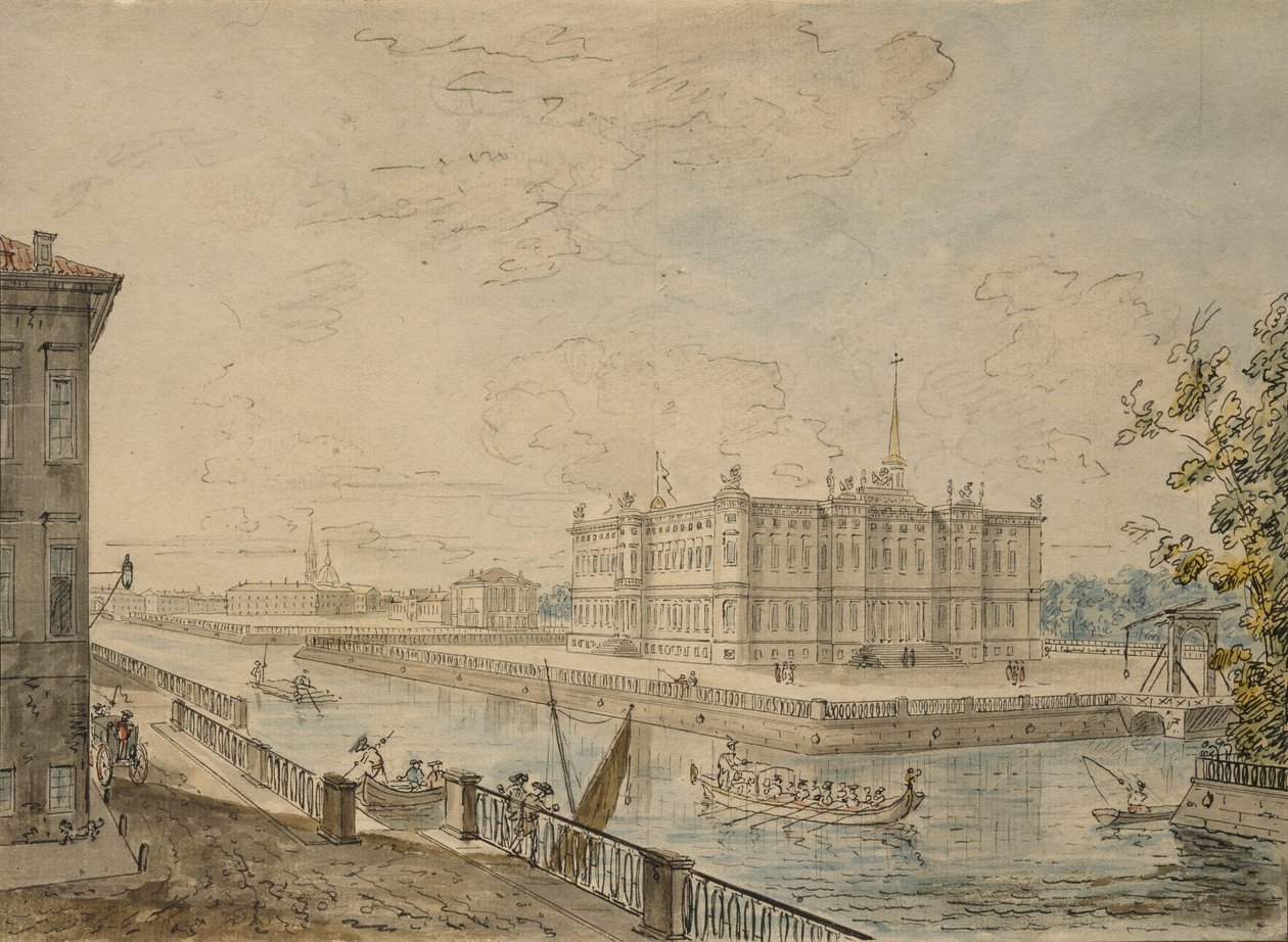 Näkymä Mikaelin palatsista Pietarissa, 1799-1800 tekijältä Fedor Yakovlevich Alekseev