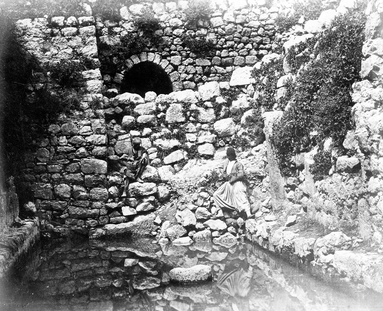 Siloamin allas, Jerusalem, 1857 tekijältä Felice Beato