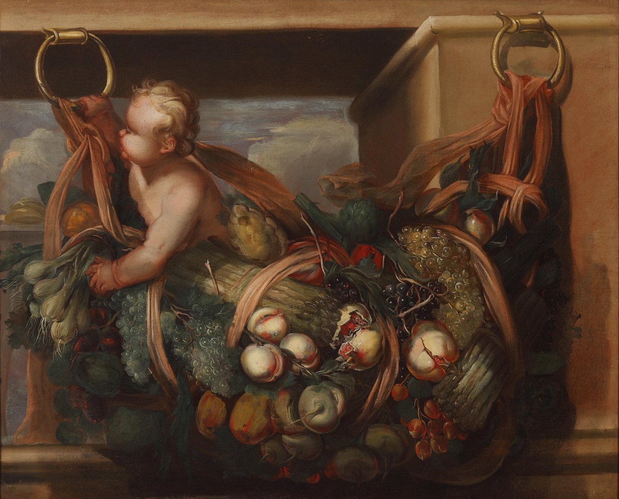 Putto mit einem Früchte-Feston tekijältä Felice Fortunato Biggi