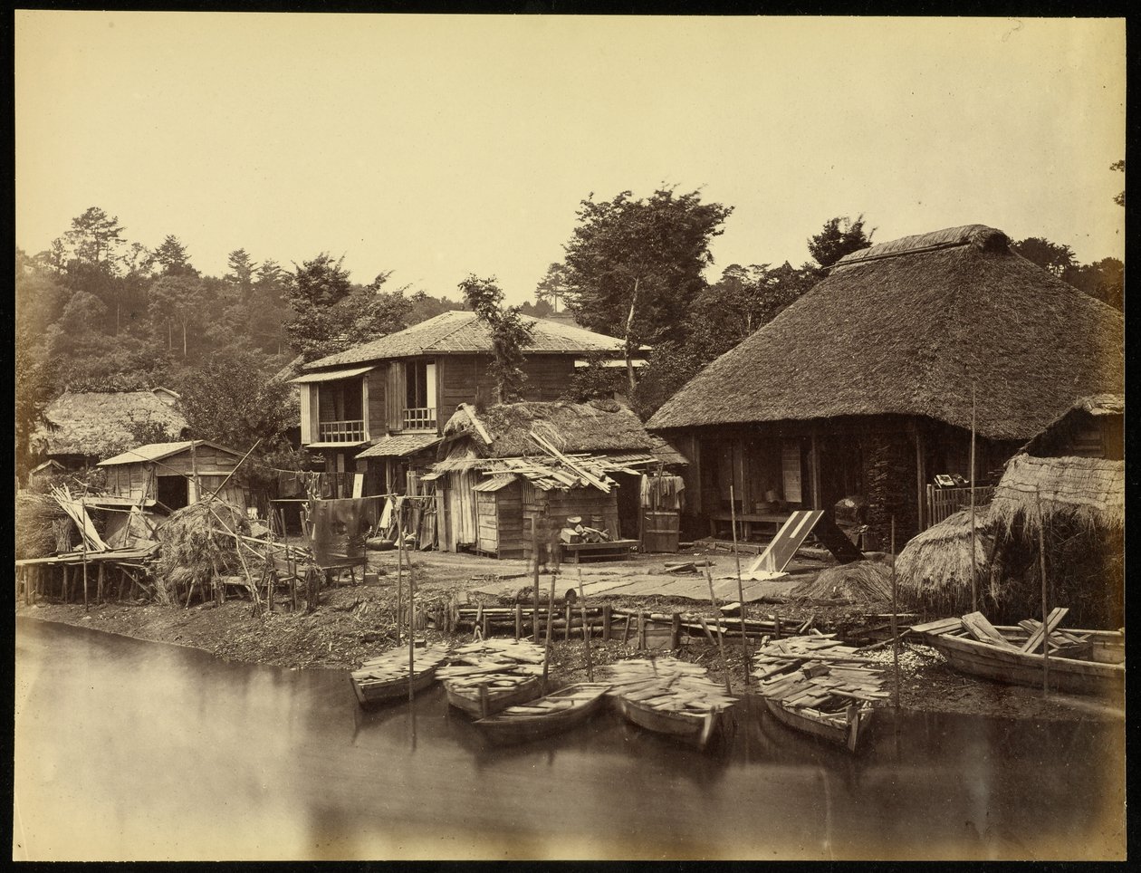Japanilainen mökki Creek Yokohama tekijältä Felice Beato