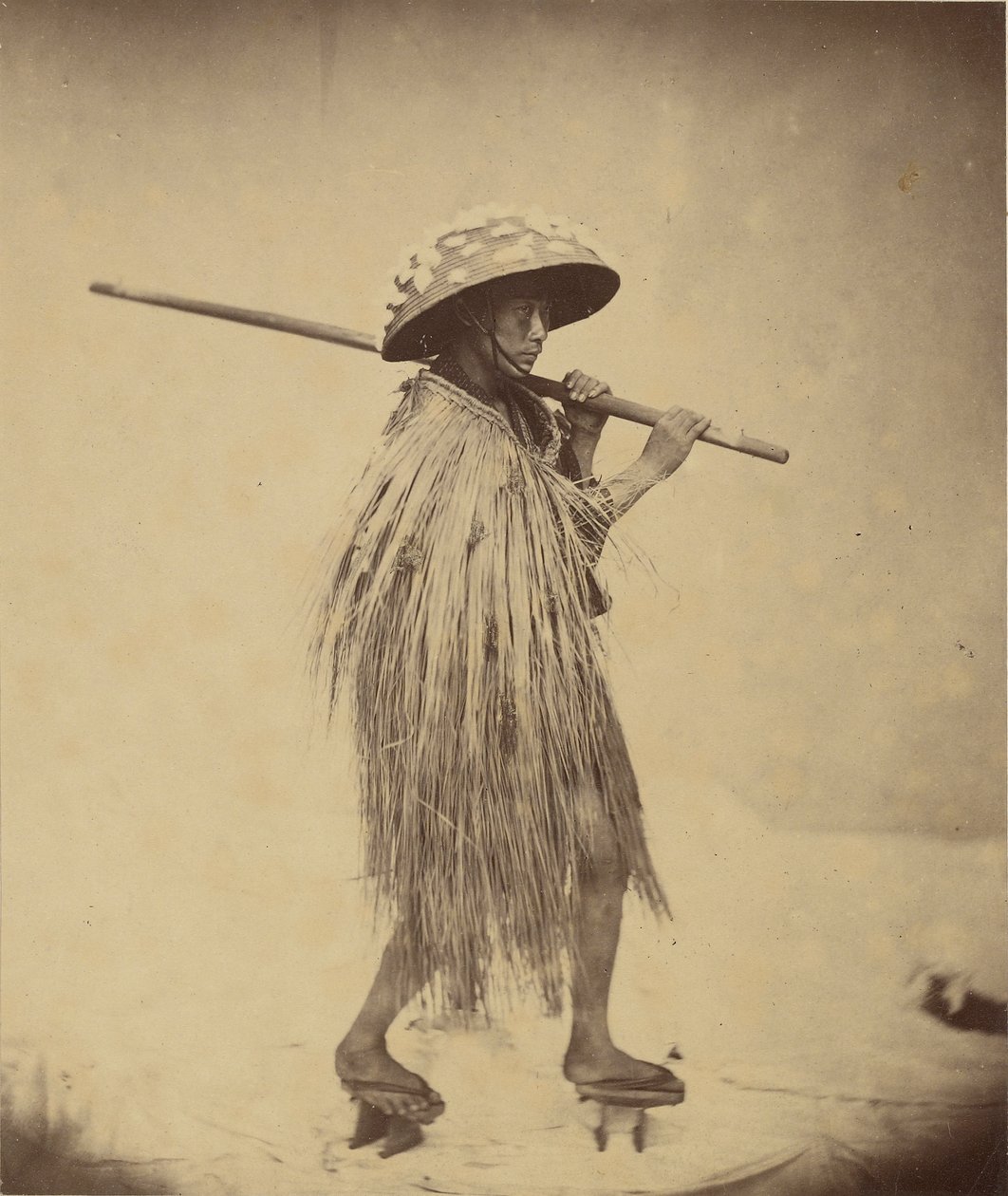 Japanilainen Mackintoshissa, n. 1865 tekijältä Felice Beato
