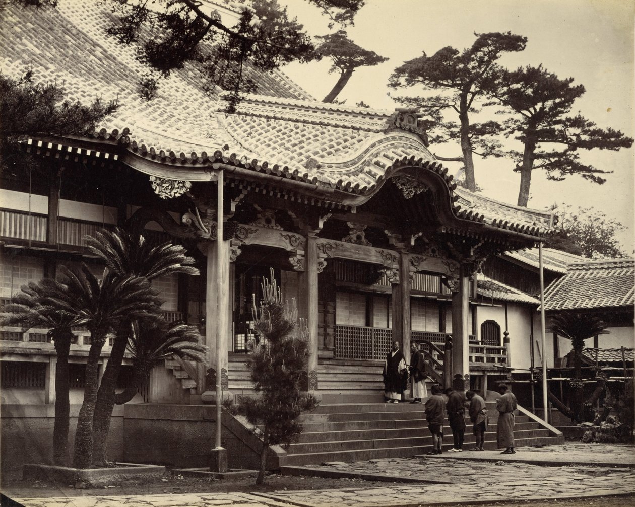 Daionji-temppelin pääsali, Nagasaki tekijältä Felice Beato