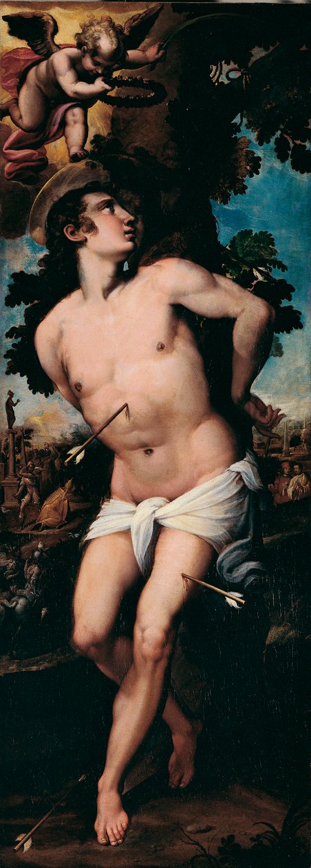 Pyhän Sebastianin marttyyrikuolema Felice Riccio dit Brusasorzin maalaus (1539-1605) 1500-luvun yksityinen kokoelma tekijältä Felice Brusasorci