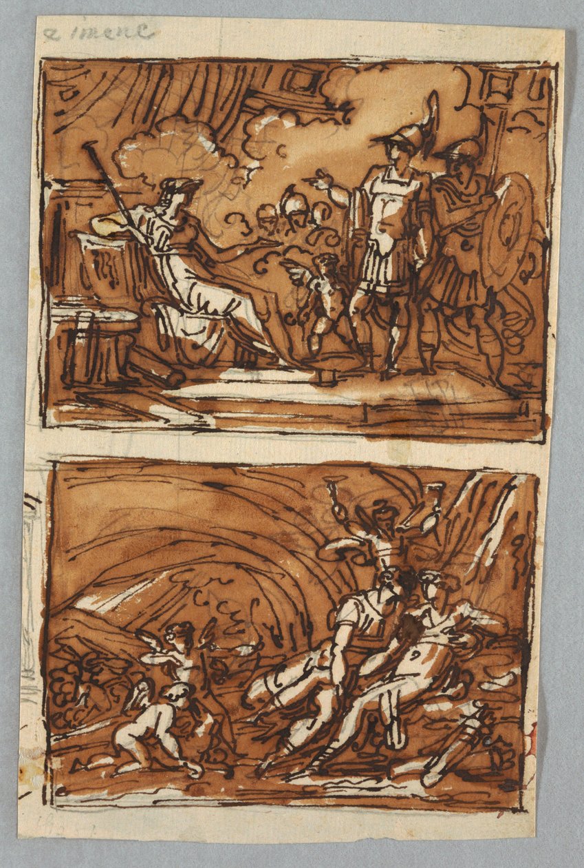 Aeneas ja Achates ennen Didoa; Aeneaksen ja Didon rakkaus tekijältä Felice Giani