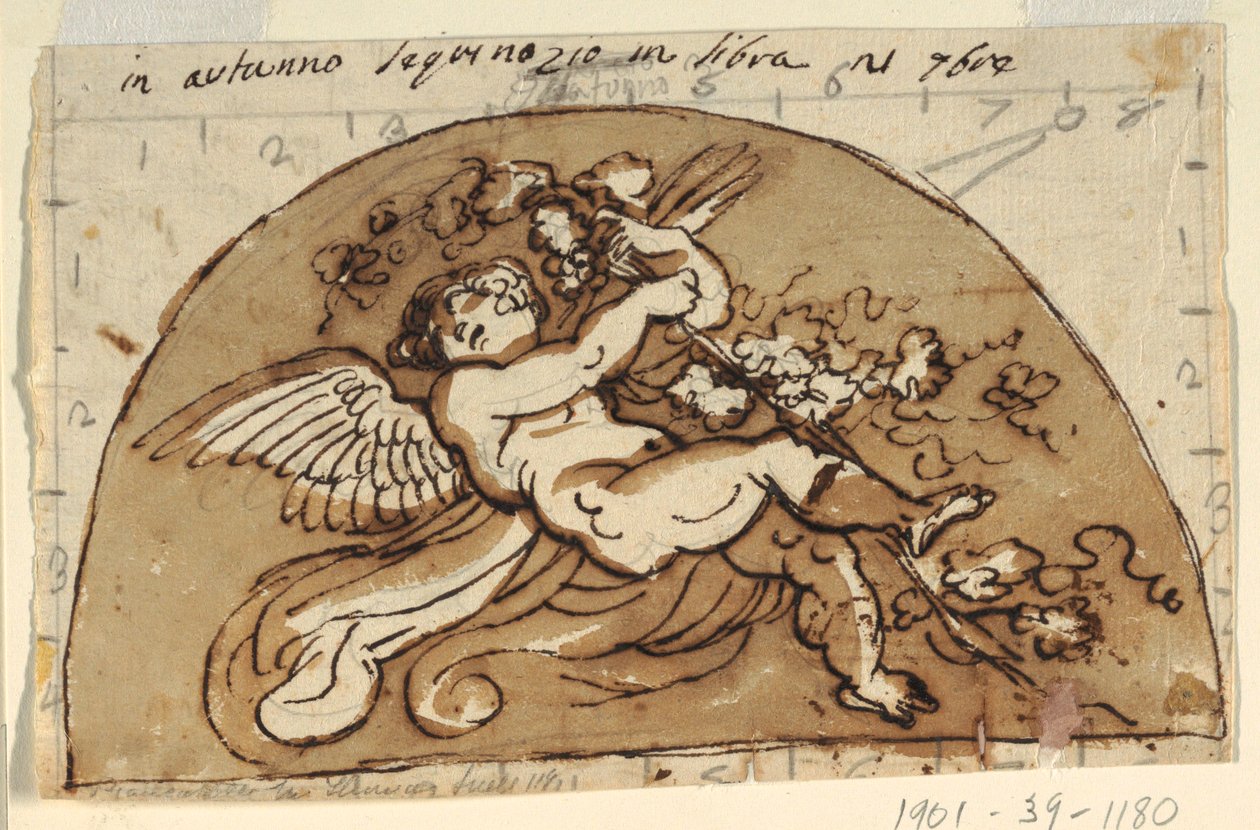 Syksy, Lunette kahdeksankulmaisen huoneen kattoon, Palazzo Milzetti, Faenza tekijältä Felice Giani