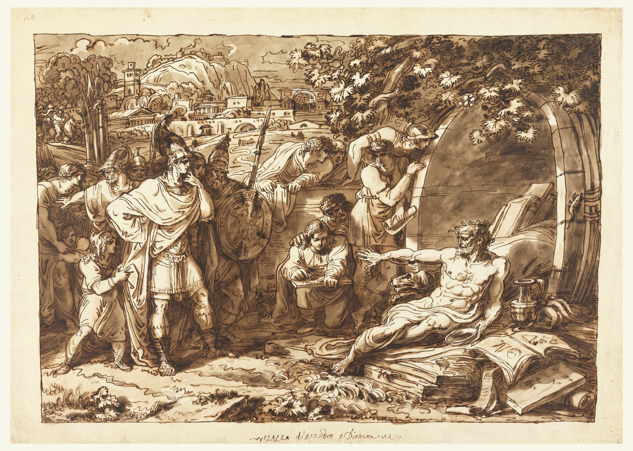 Piirustus, Aleksanteri Suuri ja Diogenes tekijältä Felice Giani