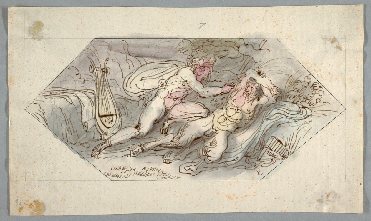 Piirros, Apollo teurastaa Marsyasin, 1796-98 tekijältä Felice Giani