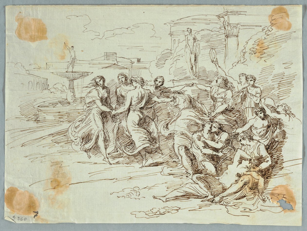 Piirros, Bacchanalian Scene with Circle of Dancing Figures, 1700-luvun loppupuoli-1900-luvun alku tekijältä Felice Giani
