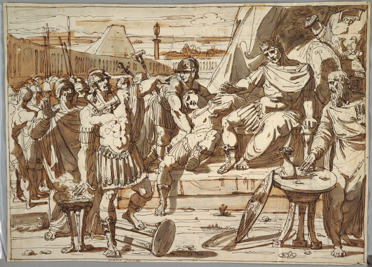 Piirustus, Caius Mucius Scaevola ja Porsena, 1800-1820. tekijältä Felice Giani