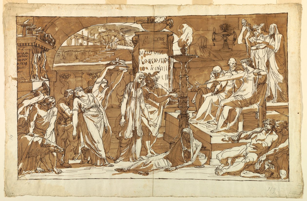 Piirros, Haades; Persefone manalassa (uhri Proserpiinalle), n. 1820. tekijältä Felice Giani