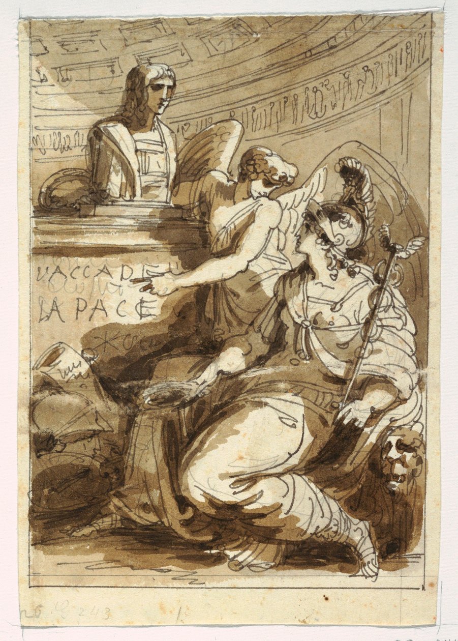 Piirustus, Accademia della Pace -akatemian muistomerkki, 1810-20 tekijältä Felice Giani