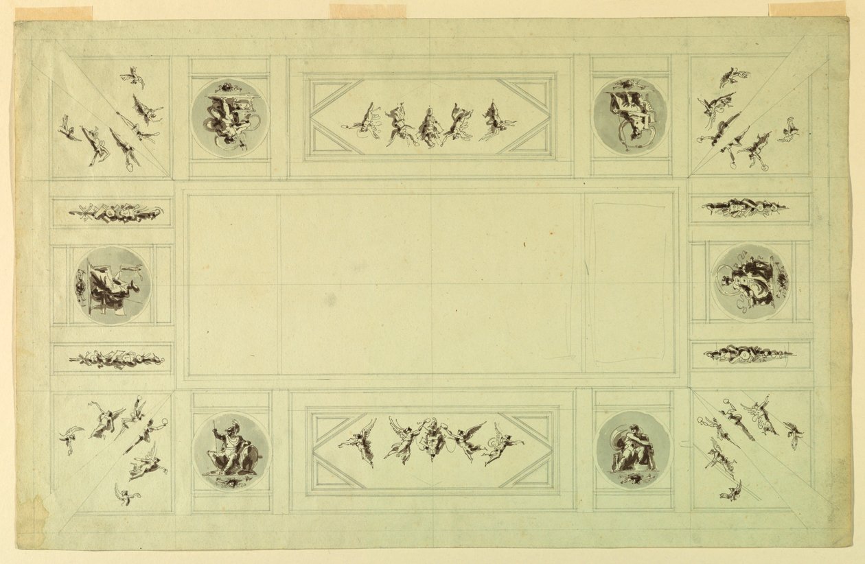 Piirustus, Palazzo Quirinale, Rooma;, 1812 tekijältä Felice Giani