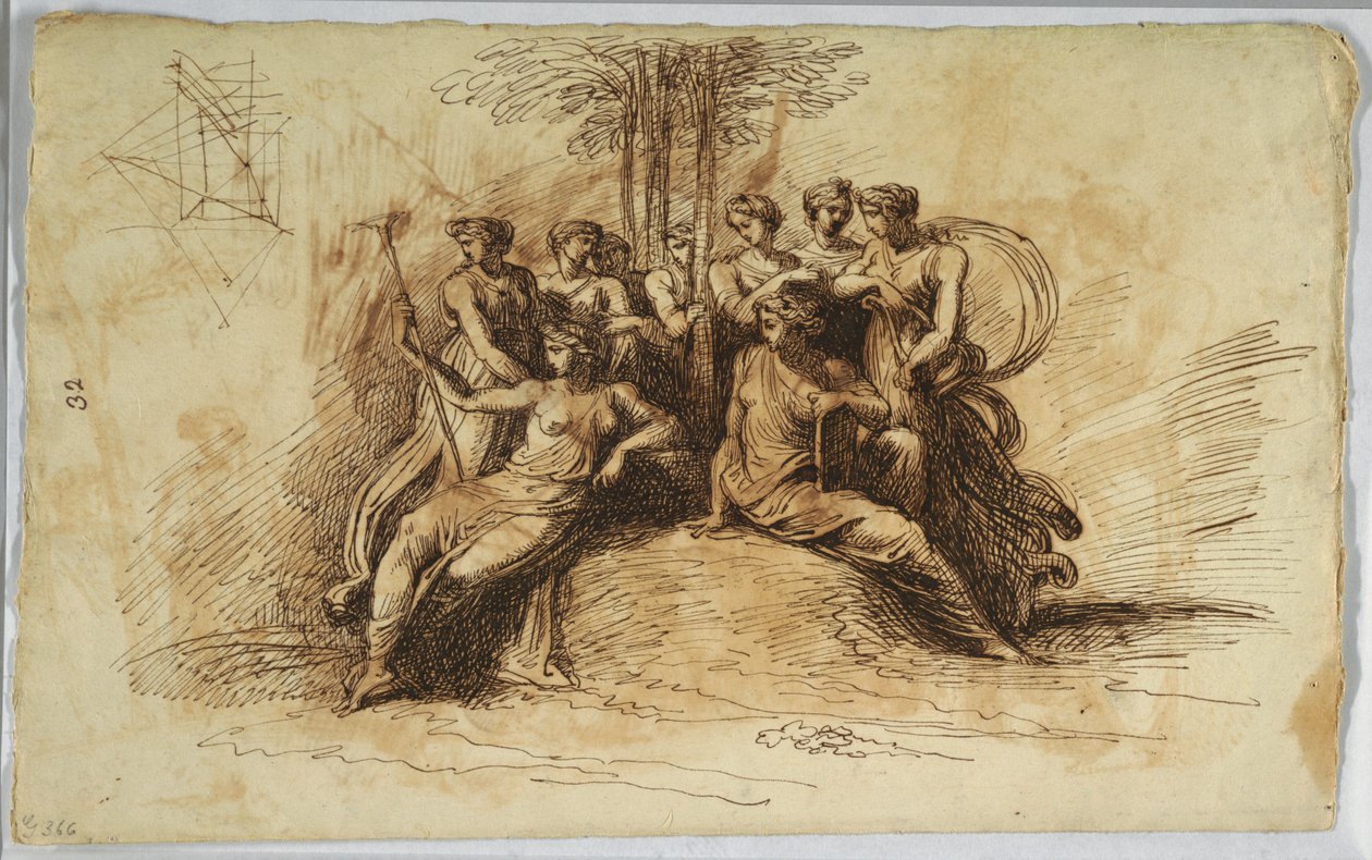 Piirros, Felice Gianin omakuva; recto:  1700-luvun loppupuoli - 1800-luvun alku. tekijältä Felice Giani