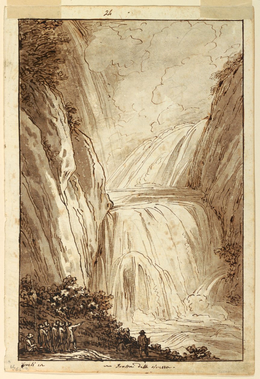 Piirros, Tivolin sireenin luola, n. 1813. tekijältä Felice Giani