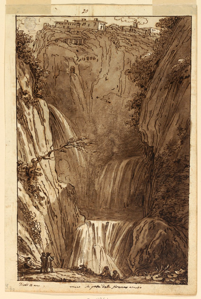 Piirros, Sireenien luola Tivolissa, n. 1813. tekijältä Felice Giani