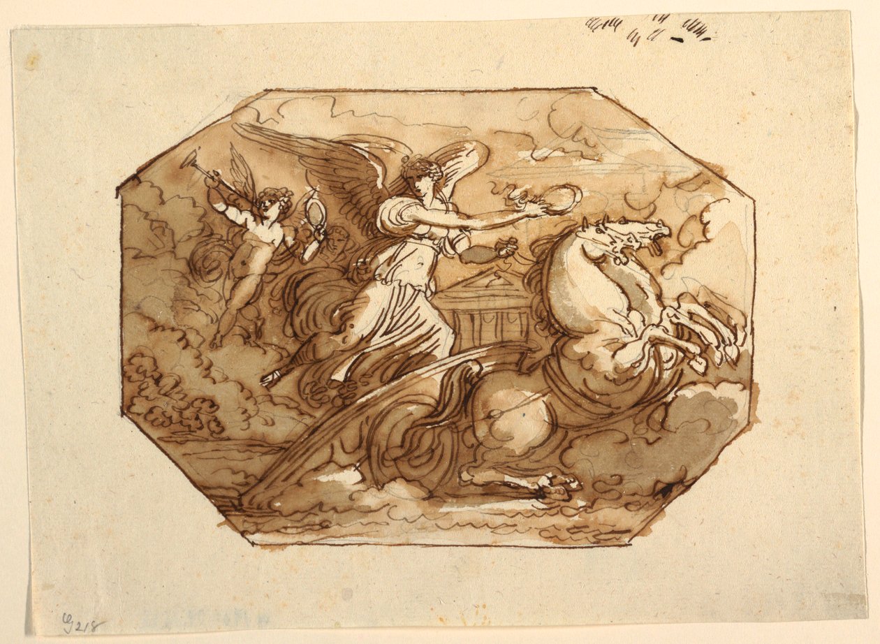 Fame tai Victory in a Chariot, Sala di Nike, Palazzo Naldi, Faenza tekijältä Felice Giani