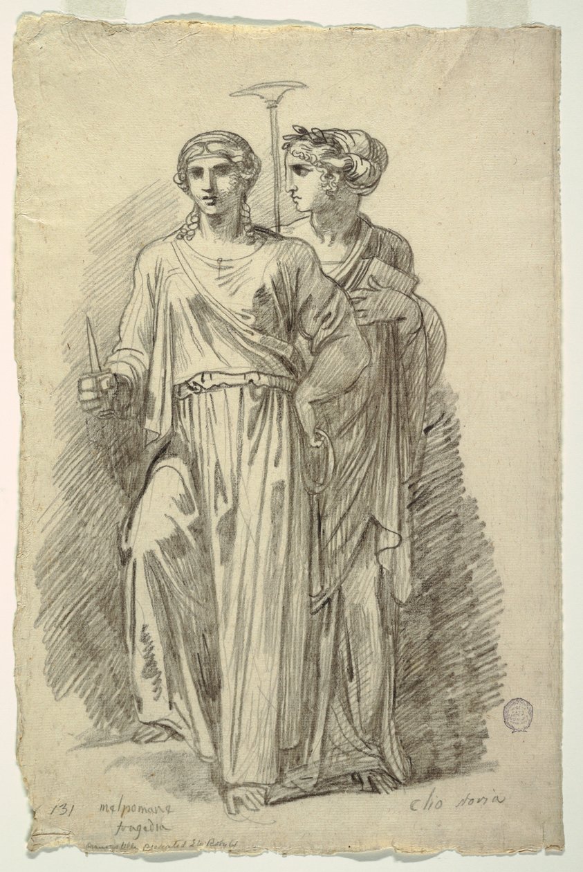 Melpomene, tragedian museo ja Clio, historian museo tekijältä Felice Giani