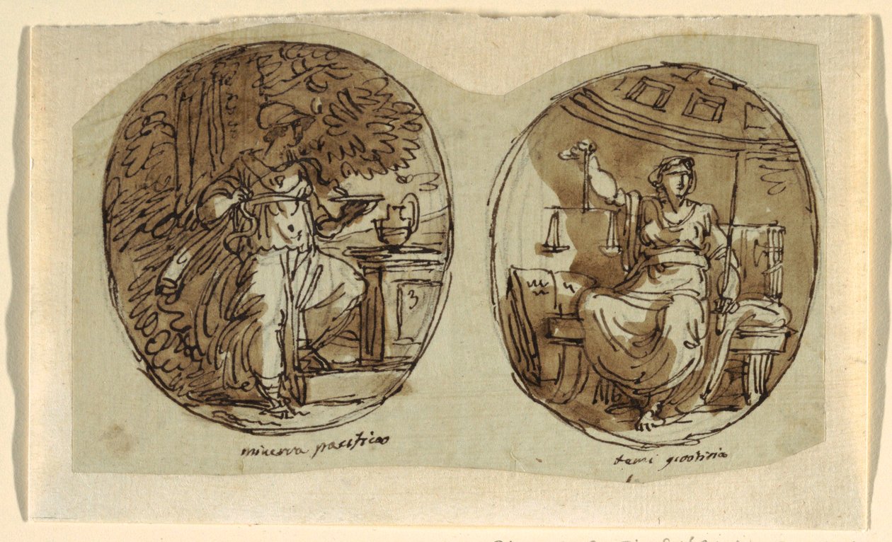 Minerva, Design for holvikatot, Sala dei Legislatori, Palazzo Conti-Sinibaldi, Faenza tekijältä Felice Giani