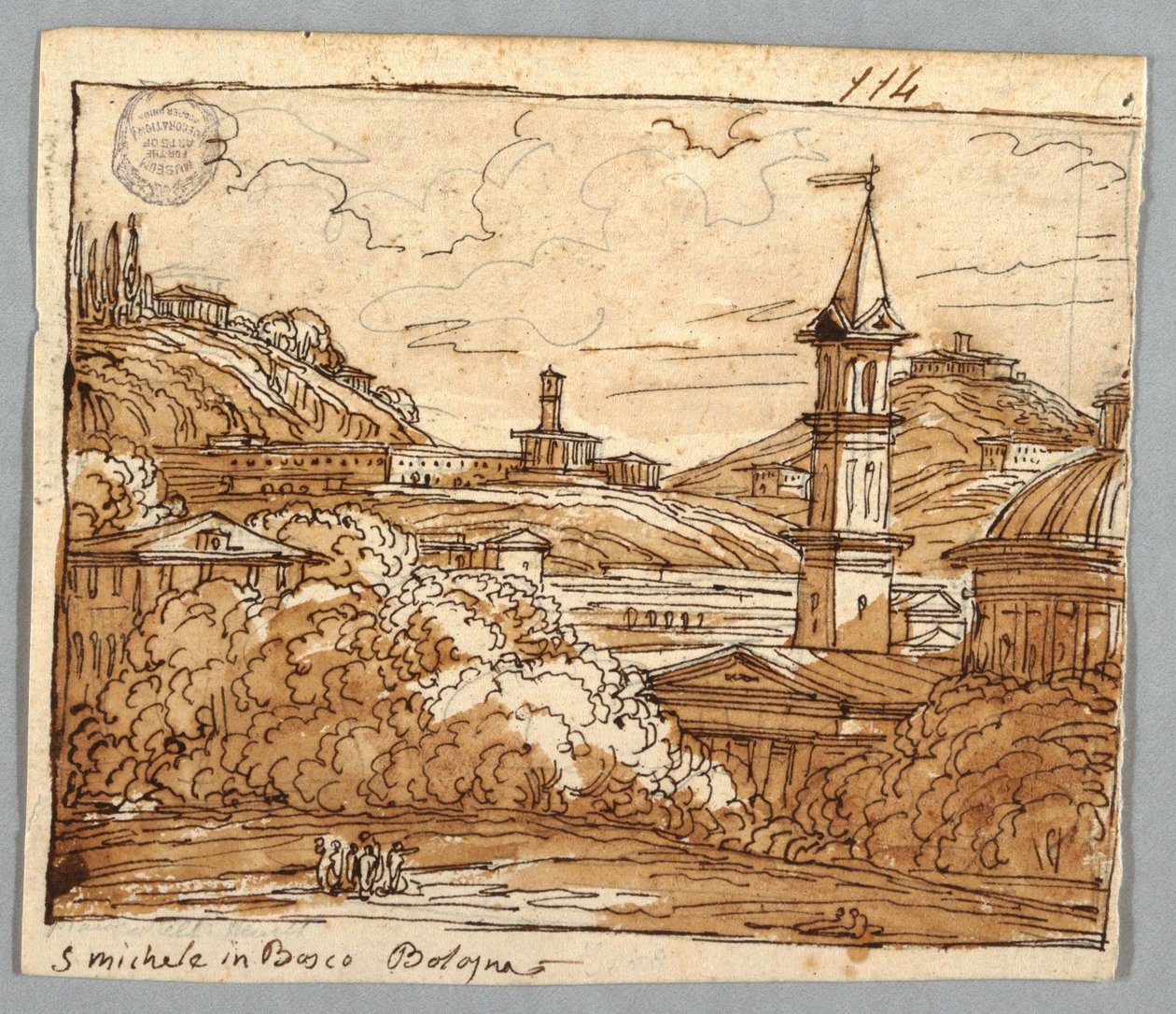Sketchbook Page, Folio 57: Tutkimus Michelen jälkeen Boscossa, Bolognassa; Verso, arkkitehtoniset yksityiskohdat tekijältä Felice Giani