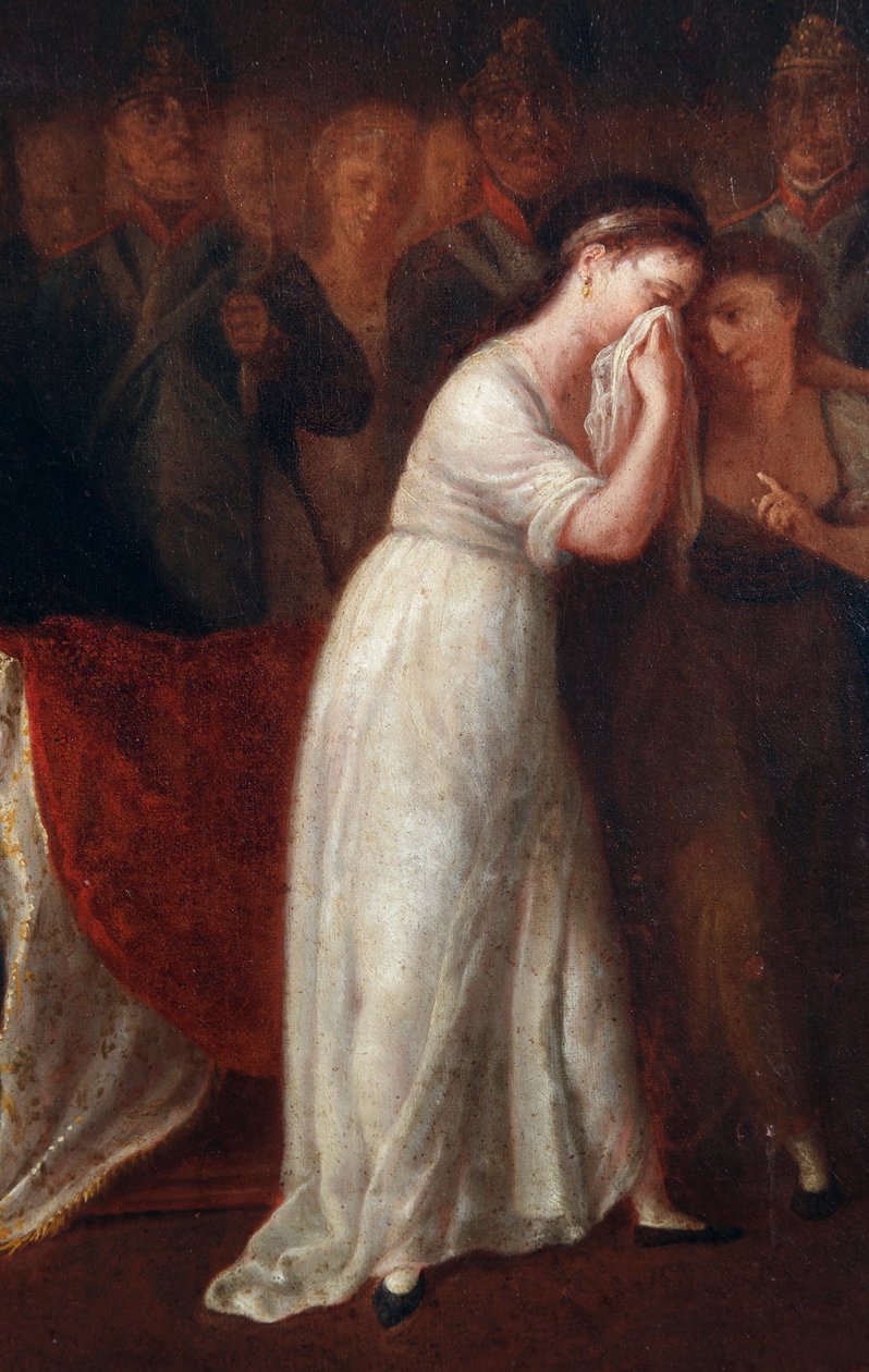 Nainen lakina, joka ohjaa äidin asemaa perheessä, huonompi kuin aviomiehen. Yksityiskohta siviililain tai Napoleon Bonaparten lain julkaisemisesta 21.3.1804 (maalaus tekijältä Felice Guascone