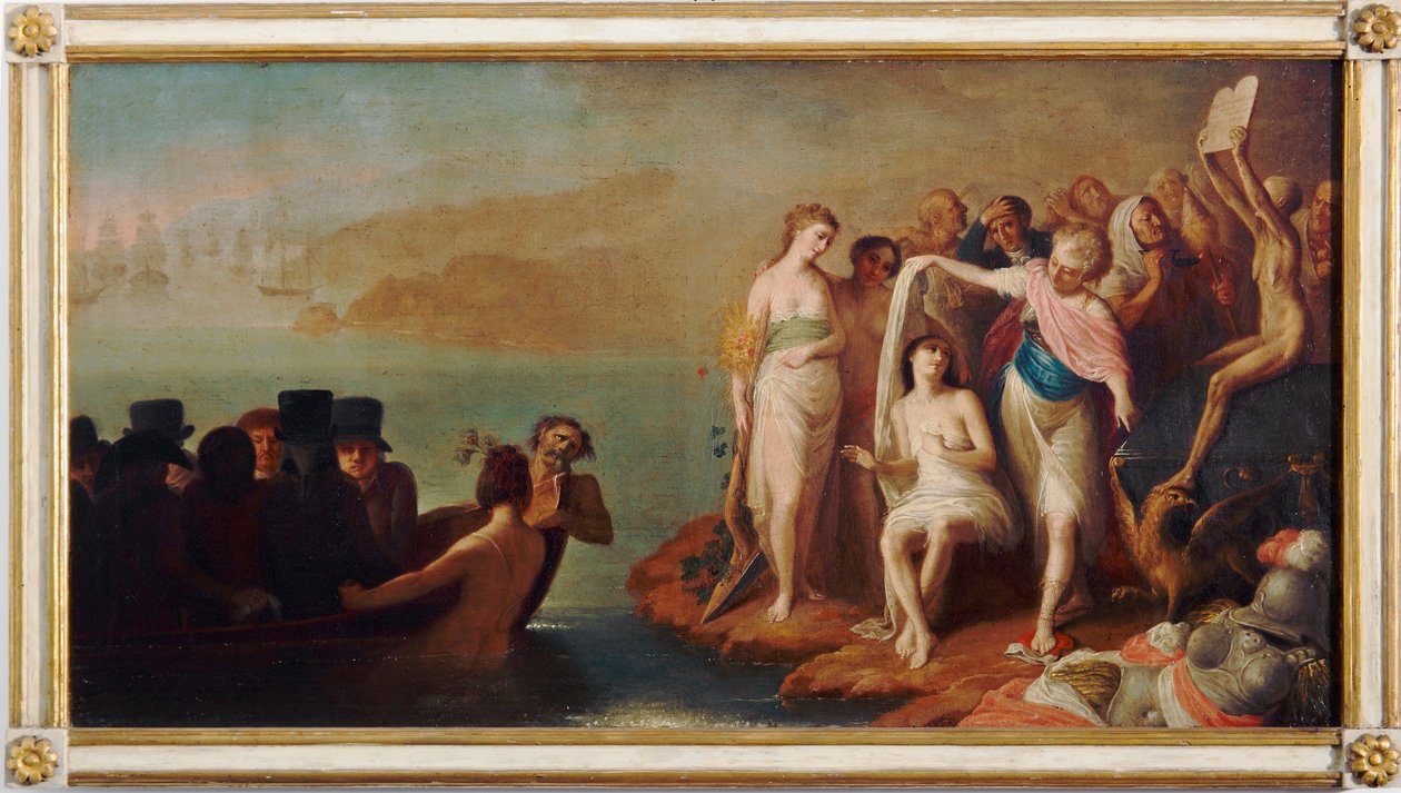Italialaisten maanpakolaisten saapuminen Ranskaan vuonna 1802 (maalaus, 1800-luvun alku) tekijältä Felice Guascone