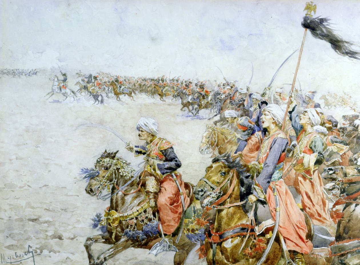 Mamelukien hyökkäys Austerlitzin taistelussa 2. joulukuuta 1805 tekijältä Felicien baron de Myrbach Rheinfeld