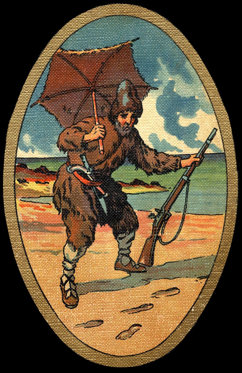 Robinson Crusoe: Felician MYRBACH MYRBACH RHEINFELD (1853-1940) kuvitus Daniel Defoen kirjalle (De foe) Robinson Crusoe. Ei päivämäärää. Noin 1934 tekijältä Felicien baron de Myrbach Rheinfeld