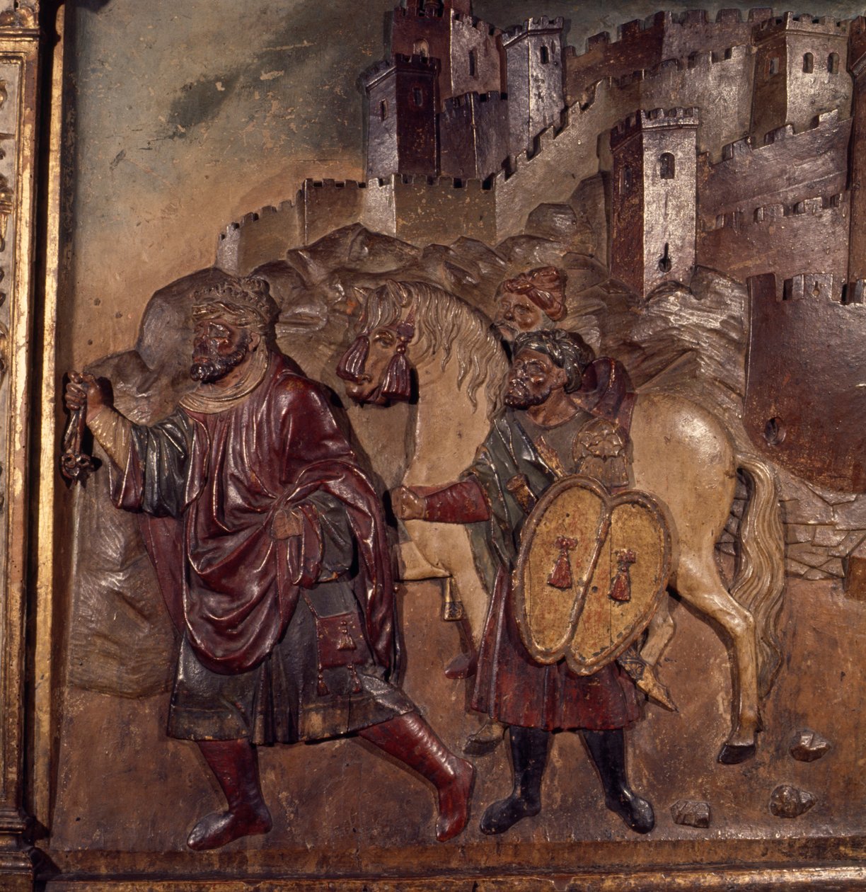 Granadan viimeinen muslimikuningas, joka lähti kaupungista vuonna 1492 (veistetty puu) tekijältä Felipe Bigarny or Vigarny
