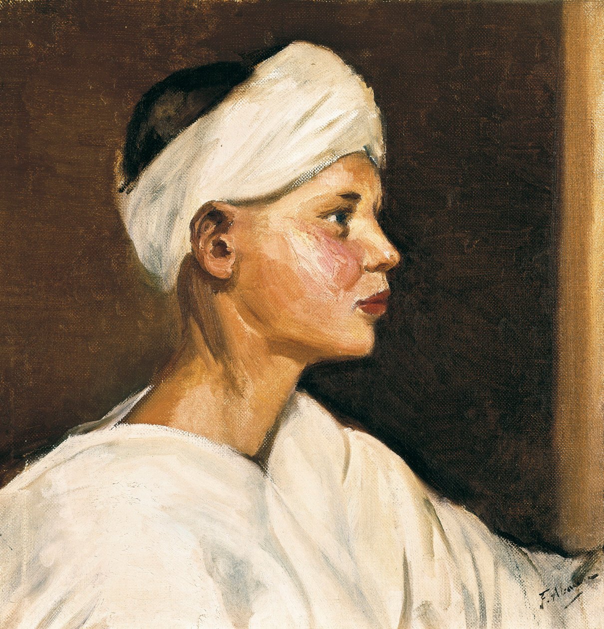 Nuoren nummen pää (öljy kankaalle, 1900-luvun ensimmäinen puolisko) tekijältä Felipe Abarzuza y Rodriguez de Arias
