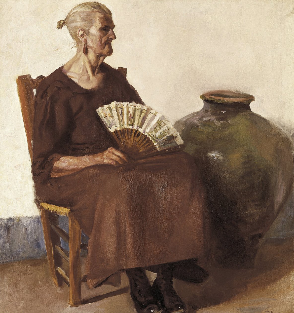 Istuva nainen, 1900-luku (öljy kankaalle) tekijältä Felipe Abarzuza y Rodriguez de Arias
