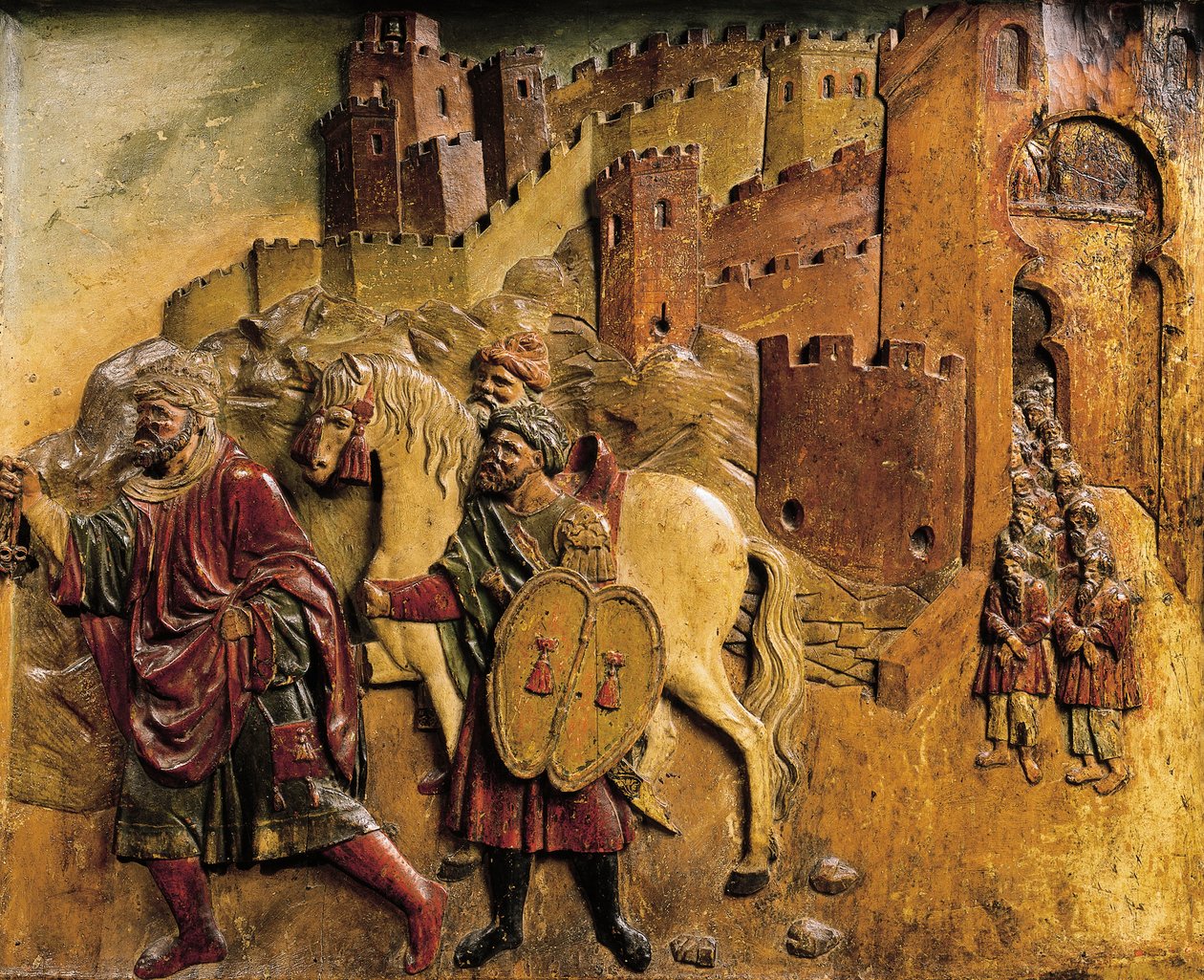 Boabdil viimeinen muslimien kuningas, joka lähti Granadasta vuonna 1492 luovutettuaan kaupungin avaimet tekijältä Felipe Bigarny or Vigarny