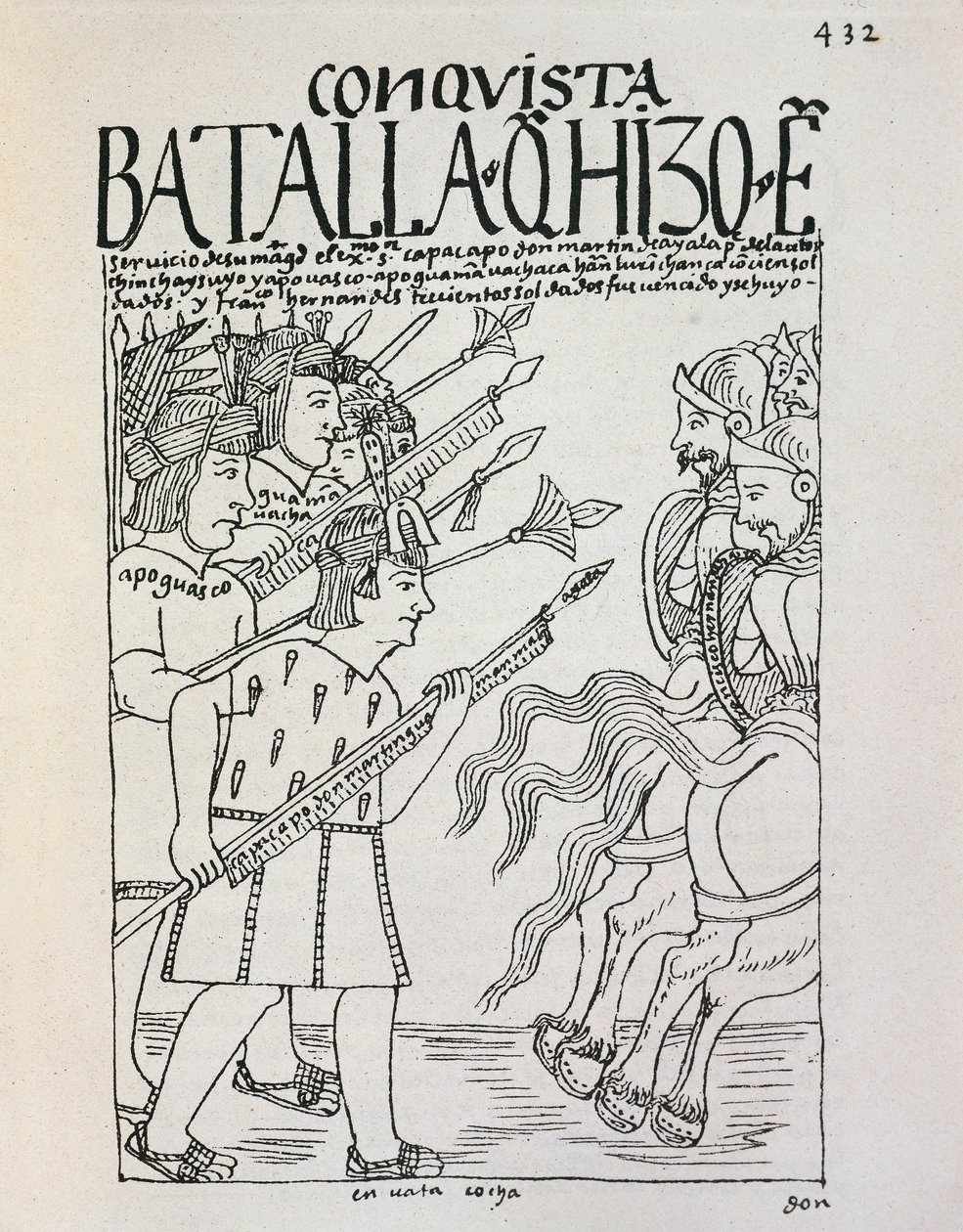 Cuzcon taistelu: Inca Manco Capacin piiritys valloittajien miehittämässä kaupungissa, n. 1536 (kaiverrus) tekijältä Felipe Huaman Poma de Ayala