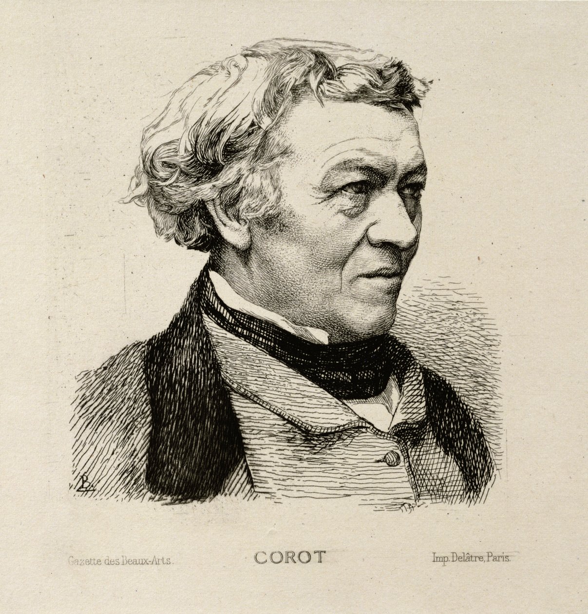 Camille Corotin (1796-1875) muotokuva 1861 tekijältä Felix Bracquemond