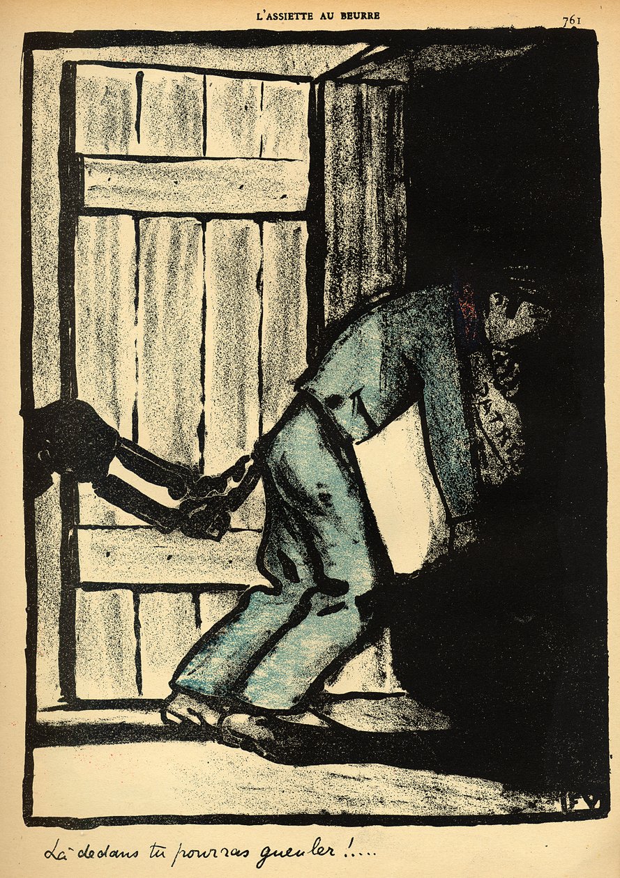 Mies, joka jäi kiinni poliittisten julisteiden laittamisesta, heitetään vankilaan, "Crimes and Punishments", "L