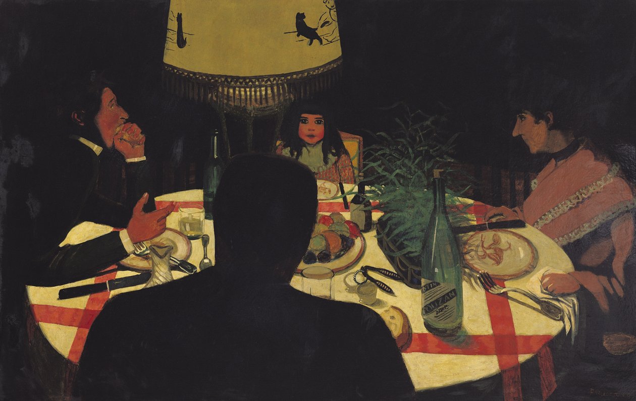 Illallinen lampunvalossa, 1899 tekijältä Felix Edouard Vallotton