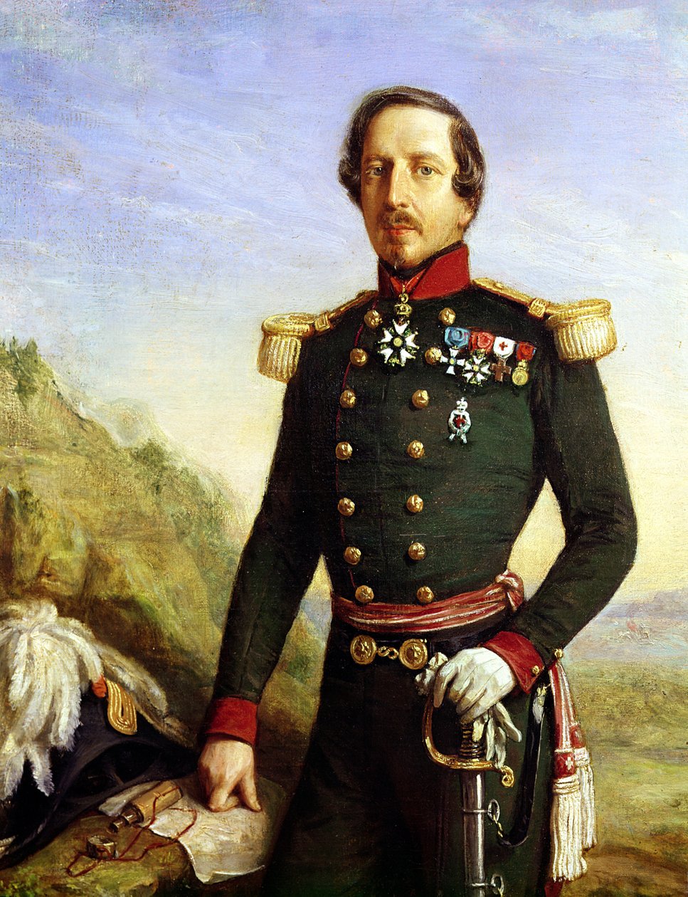 Napoleon III:n (1808-73) muotokuva 1852 (yksityiskohta) tekijältä Felix Francois Barthelemy Genaille