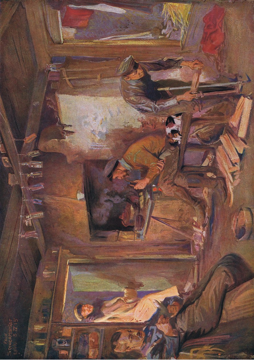 Kotimainen asuttaminen vihollisalueella, kuvitus Hindenburgista, julkaissut Daterlandischer Derlag C U Weller Berlin, 1922. tekijältä Felix Schwormstadt