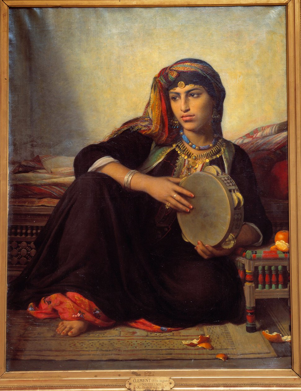 tamburiinia soittava kaveri. Auguste Felix Clementin maalaus tekijältä Felix Auguste Clement