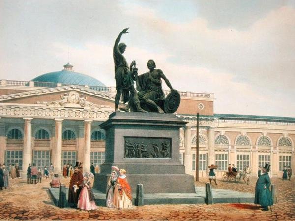 Minin- ja Pozharsky-monumentti Moskovassa, 1840-luku tekijältä Felix Benoist