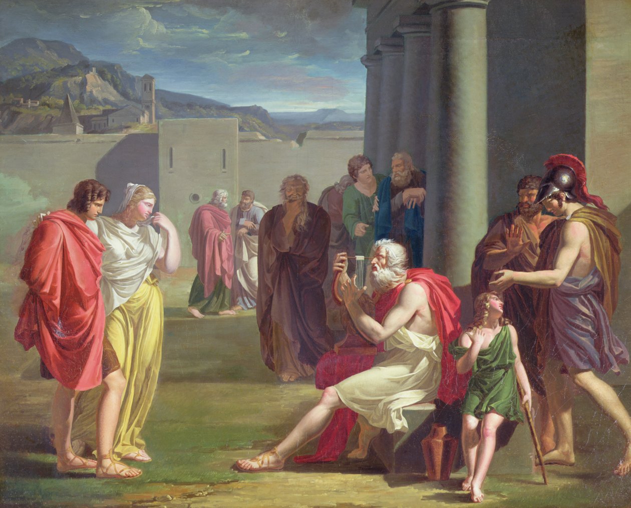 Homeros laulaa lyriikkansa kanssa, 1800-luvun alku tekijältä Felix Boisselier